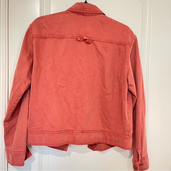 YOUNG FABULOUS and BROKE Red Orange Coral Denim Jacket Size S - Picture 7 of 8